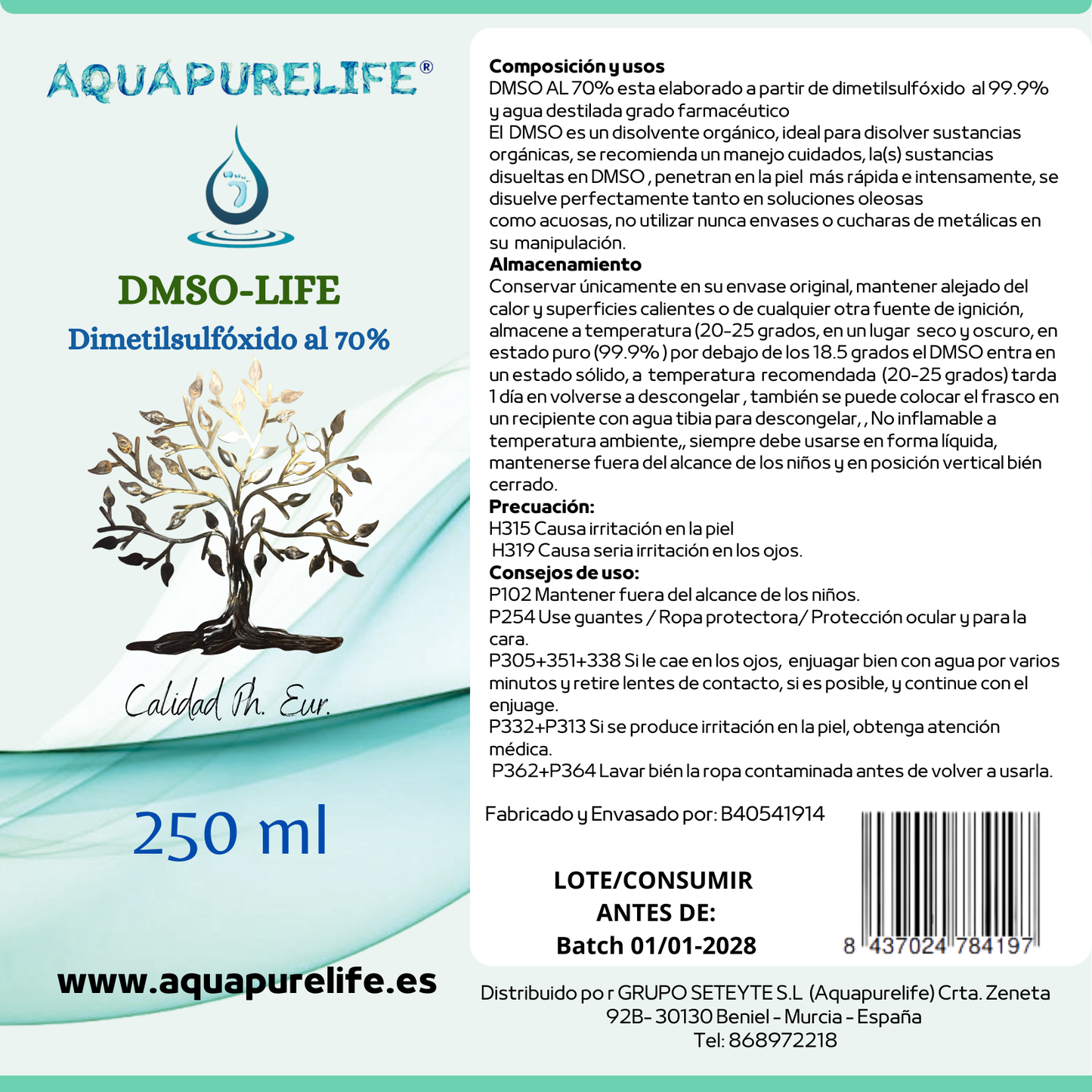 Lote Dmso al 70% - 250ml bote plástico Pharma