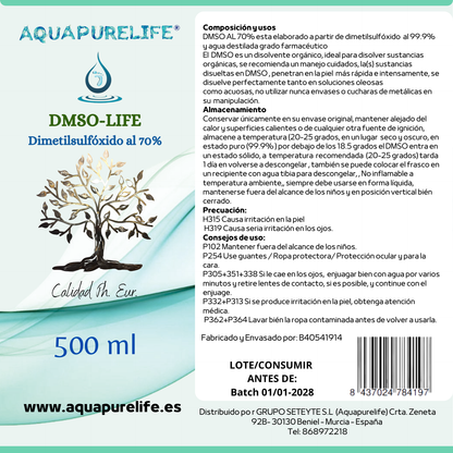 Lote Dmso al 70% - 500ml bote plástico Pharma