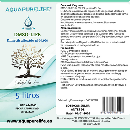 DMSO  99,9% ph. Eur. 5 Litros bote plástico Pharma